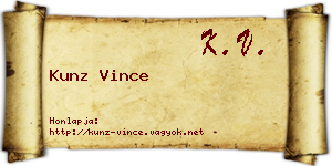 Kunz Vince névjegykártya